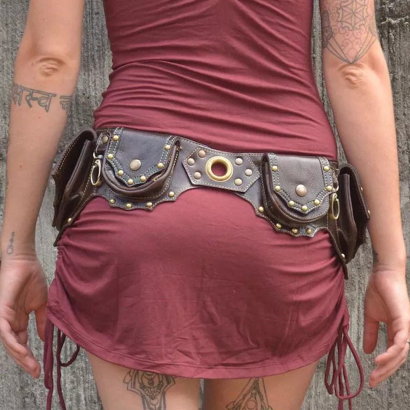Travel Accessories Hip Belt - Riñonera de cuero Steampunk Medieval para
