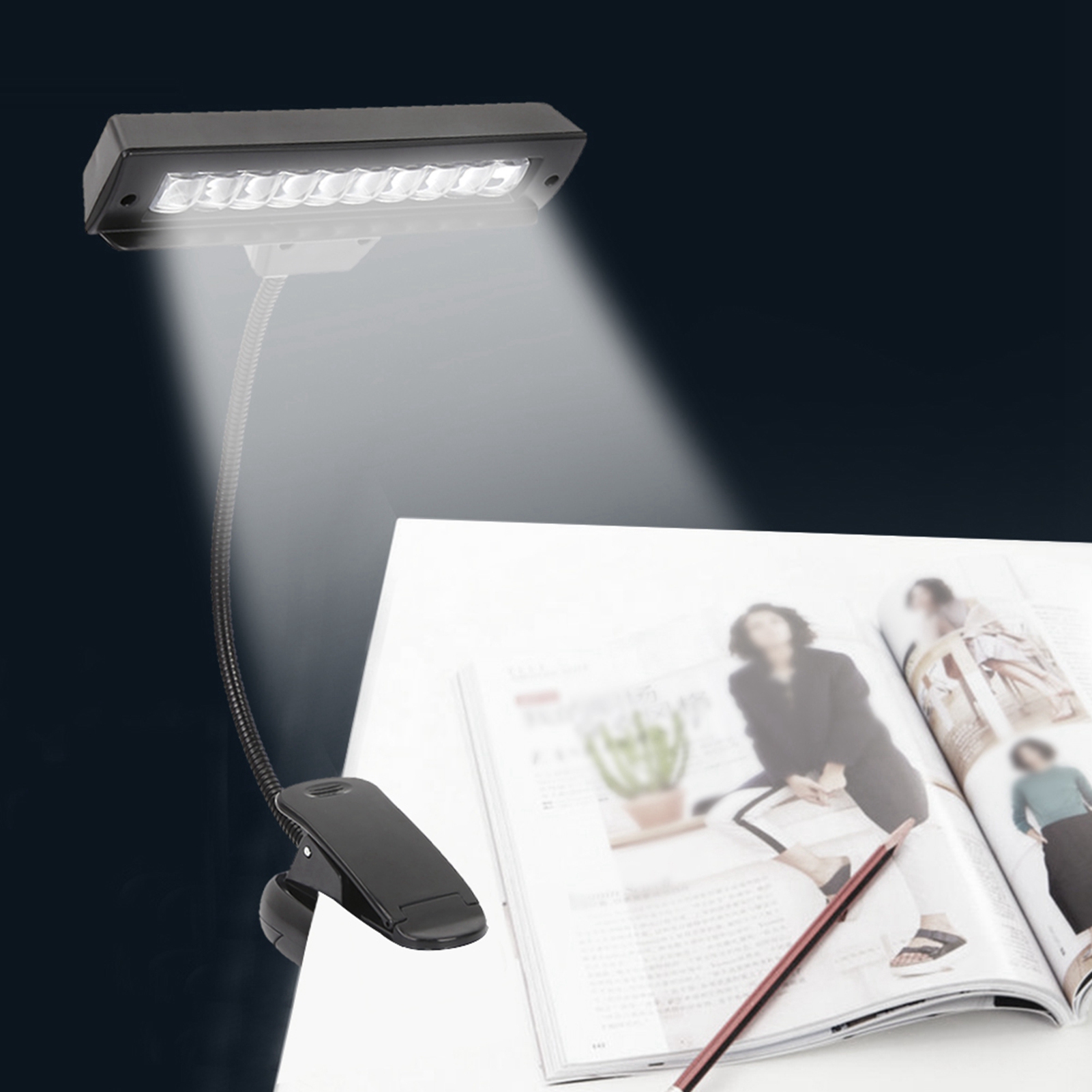 Book Light Flexible - Lámpara con clip para soporte de